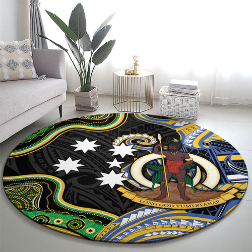 South Sea Islanders And Vanuatu Round Carpet Boar Tusk Warrior Southern Tribal Pattern