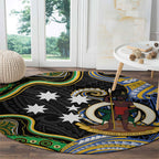 South Sea Islanders And Vanuatu Round Carpet Boar Tusk Warrior Southern Tribal Pattern