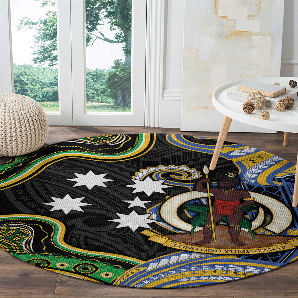 South Sea Islanders And Vanuatu Round Carpet Boar Tusk Warrior Southern Tribal Pattern