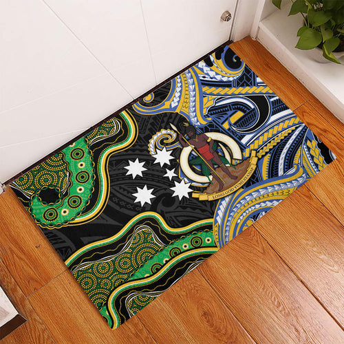 South Sea Islanders And Vanuatu Rubber Doormat Boar Tusk Warrior Southern Tribal Pattern
