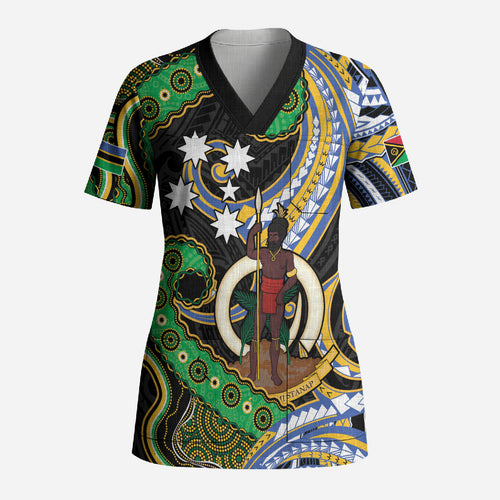 South Sea Islanders And Vanuatu Scrub Top Boar Tusk Warrior Southern Tribal Pattern
