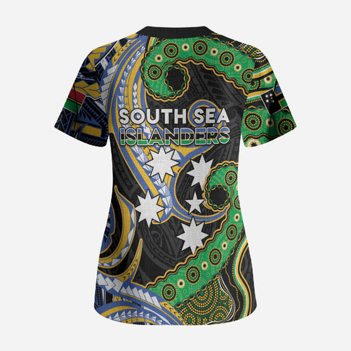 South Sea Islanders And Vanuatu Scrub Top Boar Tusk Warrior Southern Tribal Pattern