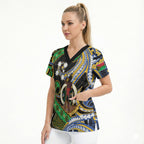 South Sea Islanders And Vanuatu Scrub Top Boar Tusk Warrior Southern Tribal Pattern