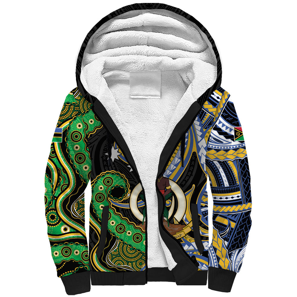 South Sea Islanders And Vanuatu Sherpa Hoodie Boar Tusk Warrior Southern Tribal Pattern