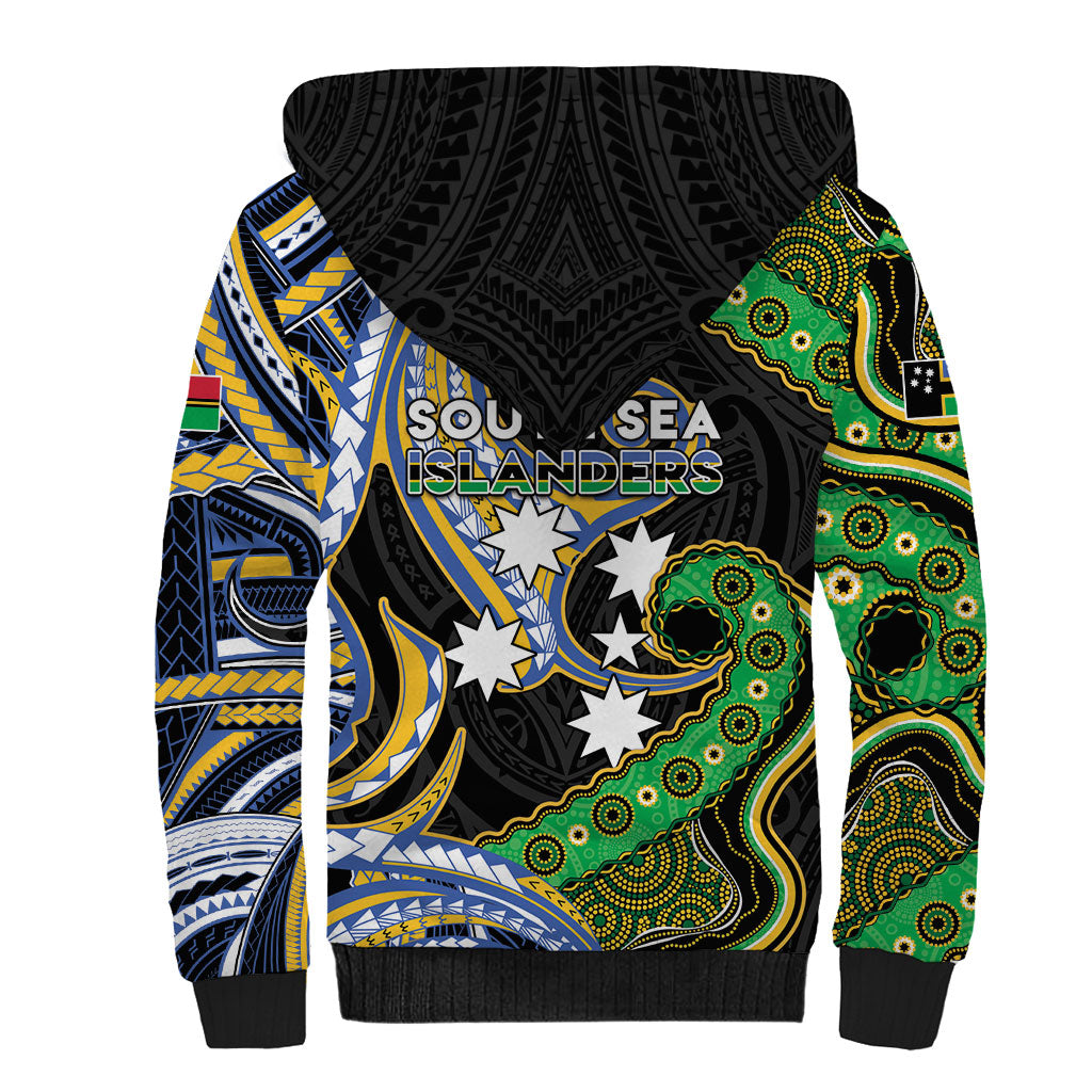 South Sea Islanders And Vanuatu Sherpa Hoodie Boar Tusk Warrior Southern Tribal Pattern
