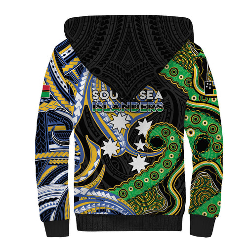 South Sea Islanders And Vanuatu Sherpa Hoodie Boar Tusk Warrior Southern Tribal Pattern