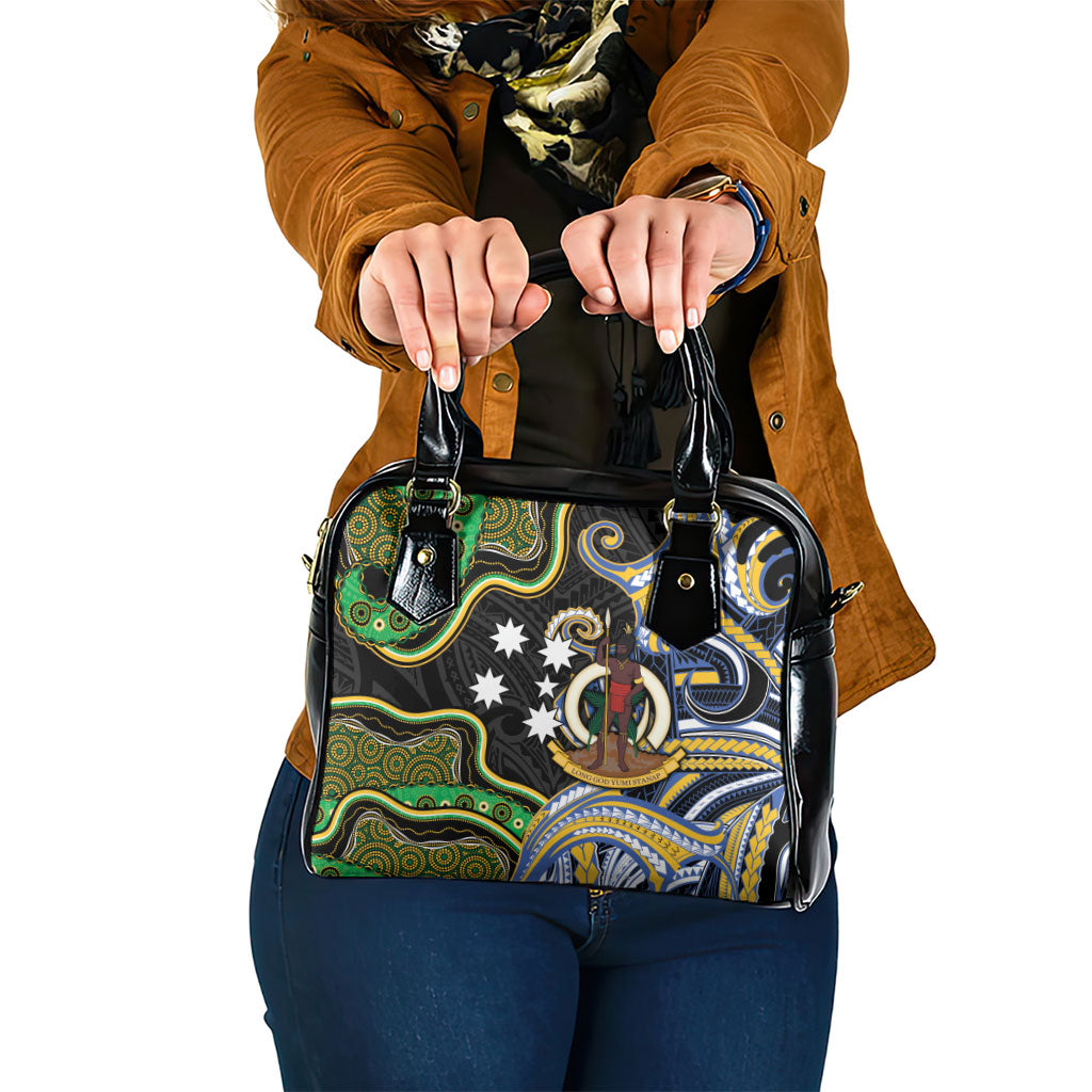 South Sea Islanders And Vanuatu Shoulder Handbag Boar Tusk Warrior Southern Tribal Pattern