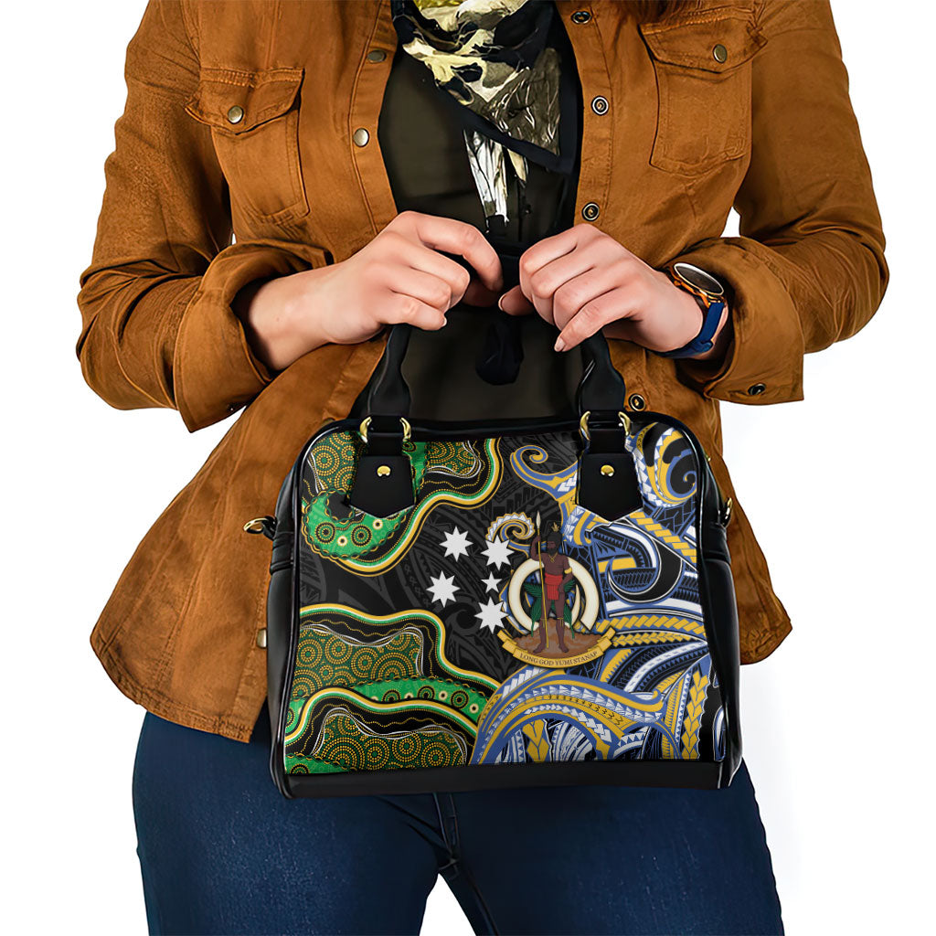 South Sea Islanders And Vanuatu Shoulder Handbag Boar Tusk Warrior Southern Tribal Pattern