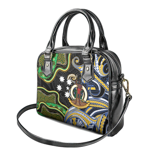 South Sea Islanders And Vanuatu Shoulder Handbag Boar Tusk Warrior Southern Tribal Pattern