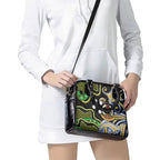 South Sea Islanders And Vanuatu Shoulder Handbag Boar Tusk Warrior Southern Tribal Pattern