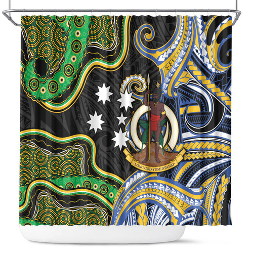 South Sea Islanders And Vanuatu Shower Curtain Boar Tusk Warrior Southern Tribal Pattern