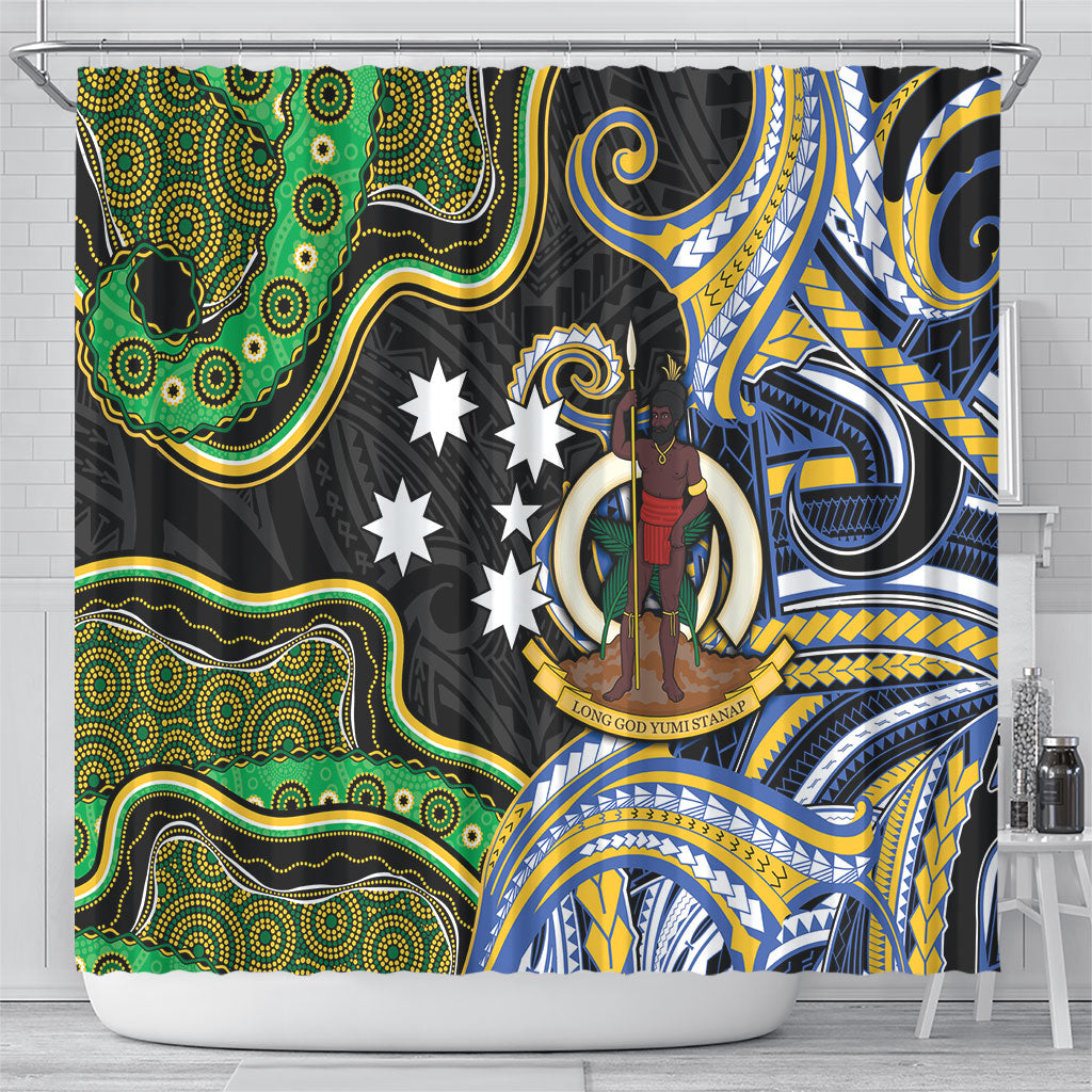South Sea Islanders And Vanuatu Shower Curtain Boar Tusk Warrior Southern Tribal Pattern