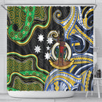 South Sea Islanders And Vanuatu Shower Curtain Boar Tusk Warrior Southern Tribal Pattern
