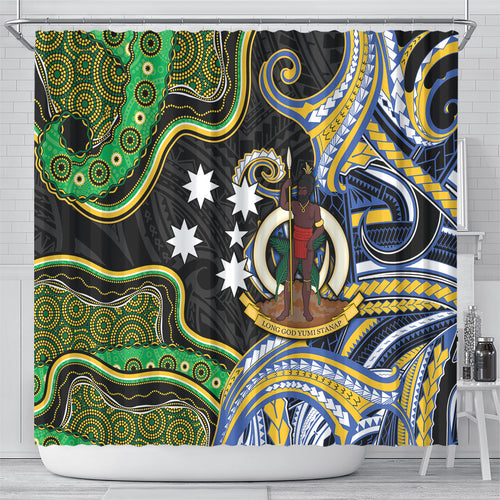 South Sea Islanders And Vanuatu Shower Curtain Boar Tusk Warrior Southern Tribal Pattern