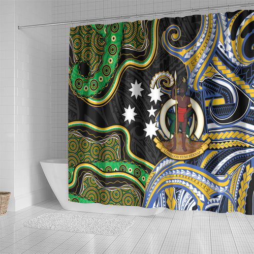South Sea Islanders And Vanuatu Shower Curtain Boar Tusk Warrior Southern Tribal Pattern