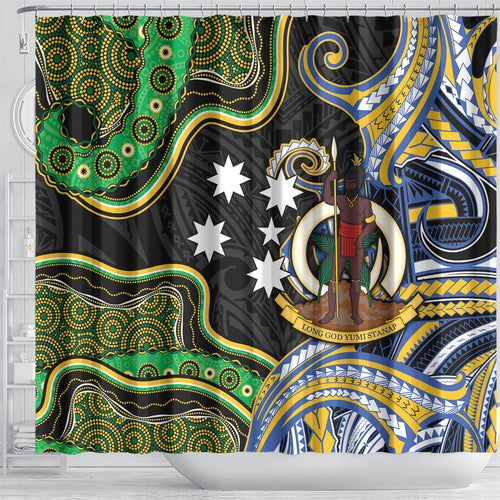 South Sea Islanders And Vanuatu Shower Curtain Boar Tusk Warrior Southern Tribal Pattern