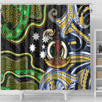 South Sea Islanders And Vanuatu Shower Curtain Boar Tusk Warrior Southern Tribal Pattern