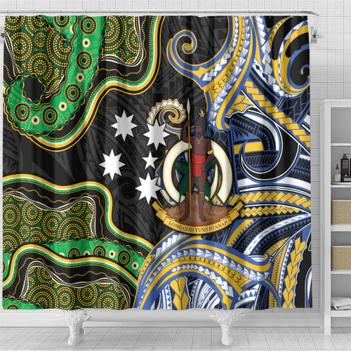 South Sea Islanders And Vanuatu Shower Curtain Boar Tusk Warrior Southern Tribal Pattern