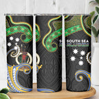 South Sea Islanders And Vanuatu Skinny Tumbler Boar Tusk Warrior Southern Tribal Pattern