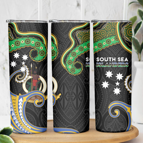 South Sea Islanders And Vanuatu Skinny Tumbler Boar Tusk Warrior Southern Tribal Pattern