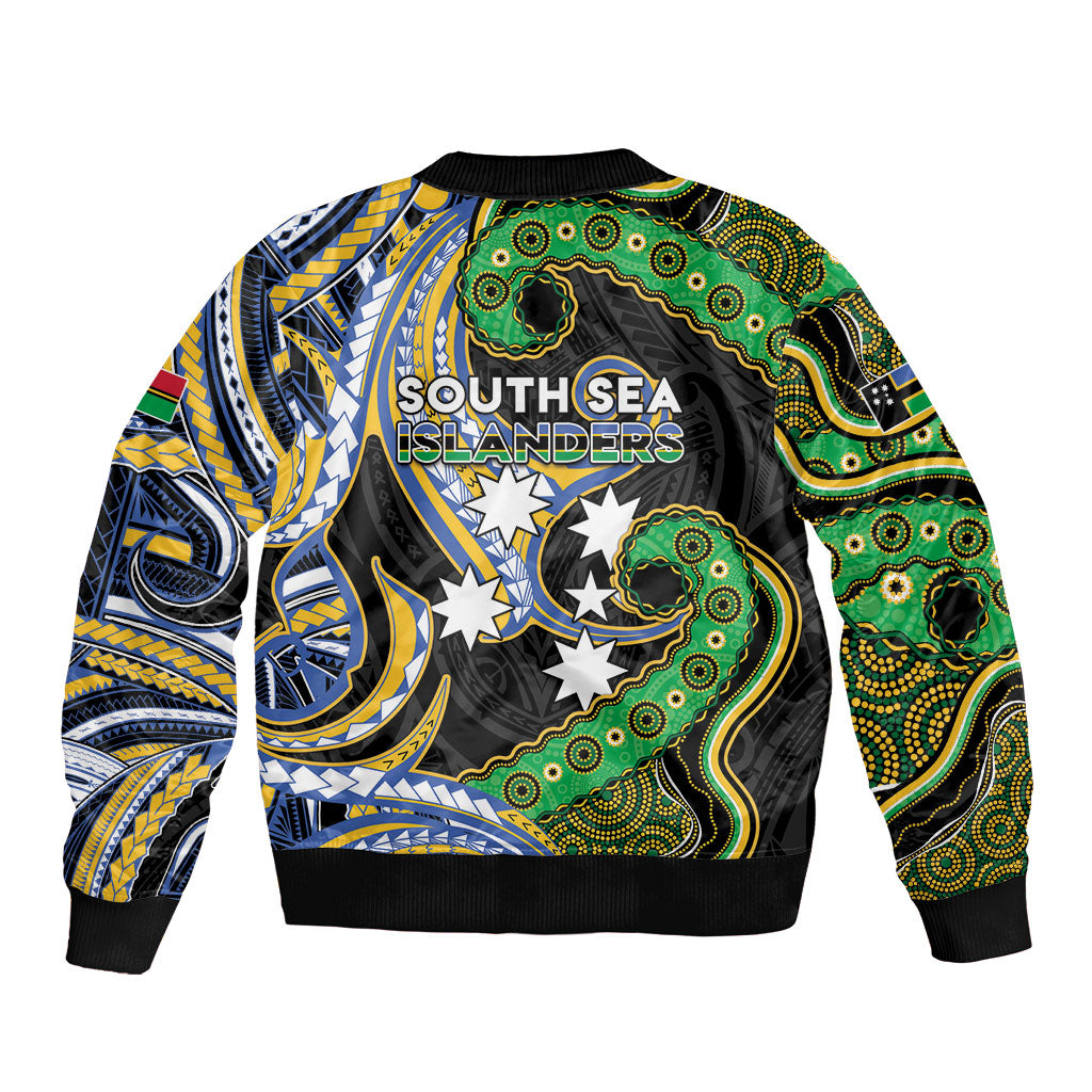South Sea Islanders And Vanuatu Sleeve Zip Bomber Jacket Boar Tusk Warrior Southern Tribal Pattern