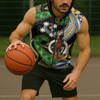 South Sea Islanders And Vanuatu Sleeveless Zip Hoodie Boar Tusk Warrior Southern Tribal Pattern
