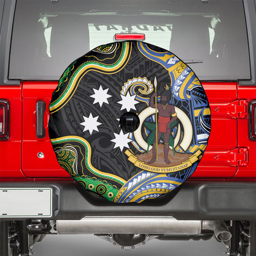 South Sea Islanders And Vanuatu Spare Tire Cover Boar Tusk Warrior Southern Tribal Pattern