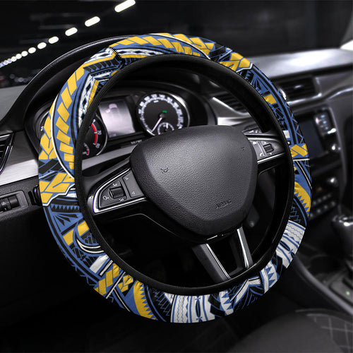 South Sea Islanders And Vanuatu Steering Wheel Cover Boar Tusk Warrior Southern Tribal Pattern