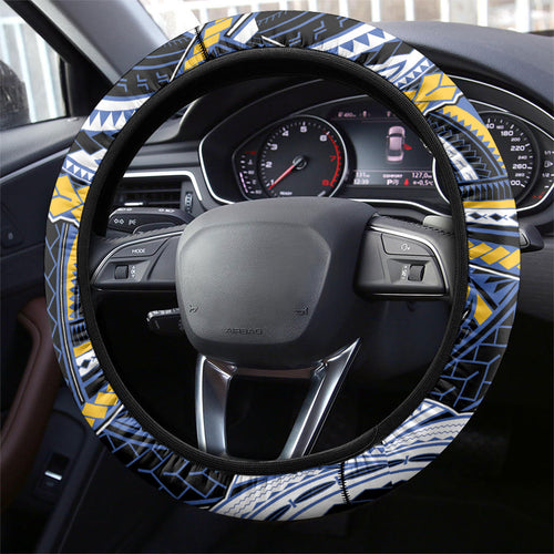 South Sea Islanders And Vanuatu Steering Wheel Cover Boar Tusk Warrior Southern Tribal Pattern