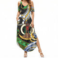 South Sea Islanders And Vanuatu Summer Maxi Dress Boar Tusk Warrior Southern Tribal Pattern