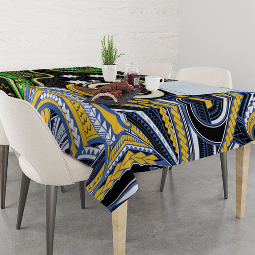 South Sea Islanders And Vanuatu Tablecloth Boar Tusk Warrior Southern Tribal Pattern