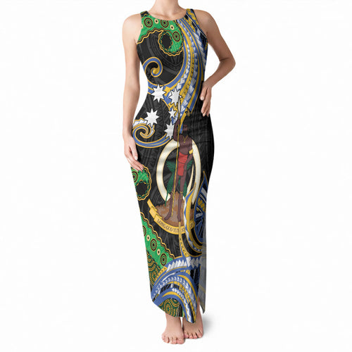 South Sea Islanders And Vanuatu Tank Maxi Dress Boar Tusk Warrior Southern Tribal Pattern
