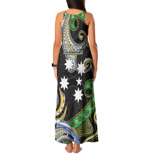 South Sea Islanders And Vanuatu Tank Maxi Dress Boar Tusk Warrior Southern Tribal Pattern