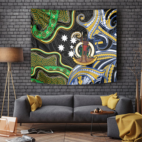 South Sea Islanders And Vanuatu Tapestry Boar Tusk Warrior Southern Tribal Pattern