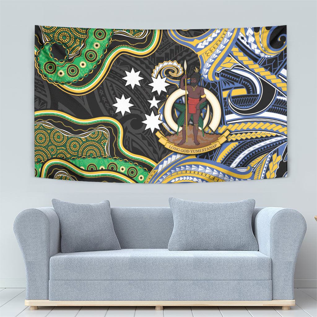 South Sea Islanders And Vanuatu Tapestry Boar Tusk Warrior Southern Tribal Pattern