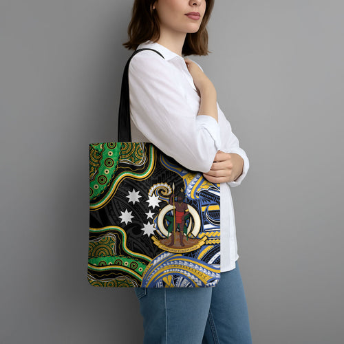 South Sea Islanders And Vanuatu Tote Bag Boar Tusk Warrior Southern Tribal Pattern