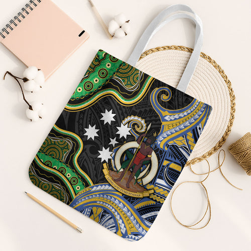 South Sea Islanders And Vanuatu Tote Bag Boar Tusk Warrior Southern Tribal Pattern