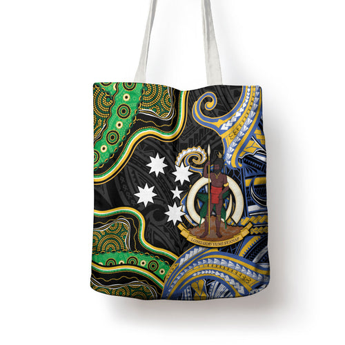 South Sea Islanders And Vanuatu Tote Bag Boar Tusk Warrior Southern Tribal Pattern