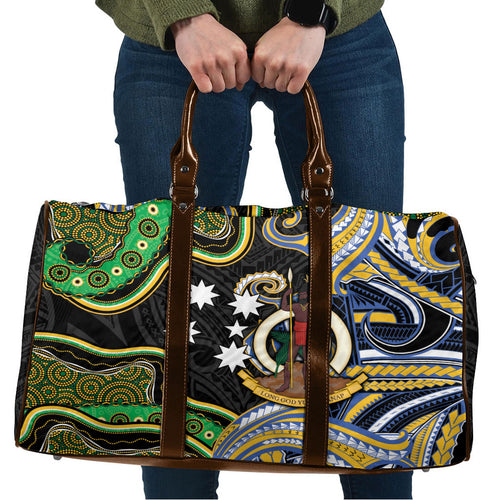 South Sea Islanders And Vanuatu Travel Bag Boar Tusk Warrior Southern Tribal Pattern