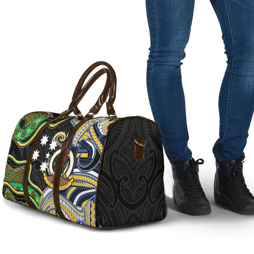 South Sea Islanders And Vanuatu Travel Bag Boar Tusk Warrior Southern Tribal Pattern