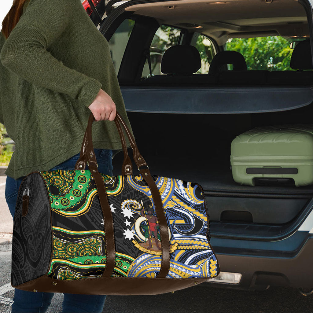 South Sea Islanders And Vanuatu Travel Bag Boar Tusk Warrior Southern Tribal Pattern