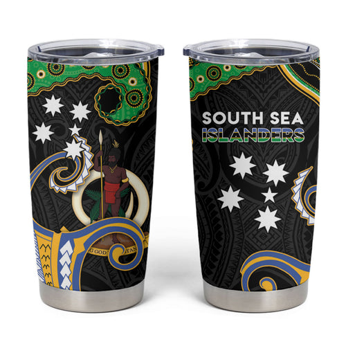 South Sea Islanders And Vanuatu Tumbler Cup Boar Tusk Warrior Southern Tribal Pattern