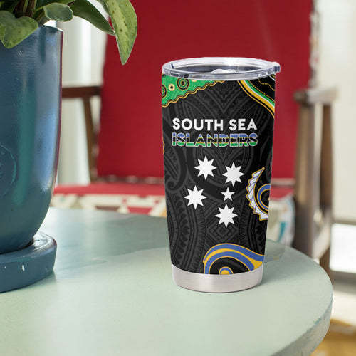 South Sea Islanders And Vanuatu Tumbler Cup Boar Tusk Warrior Southern Tribal Pattern