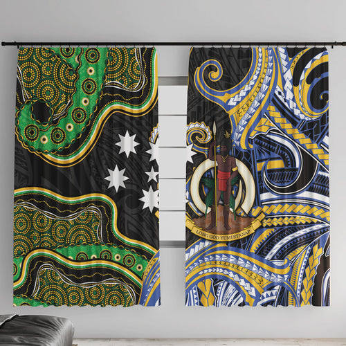 South Sea Islanders And Vanuatu Window Curtain Boar Tusk Warrior Southern Tribal Pattern