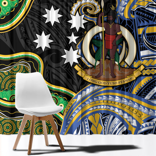 South Sea Islanders And Vanuatu Window Curtain Boar Tusk Warrior Southern Tribal Pattern