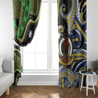 South Sea Islanders And Vanuatu Window Curtain Boar Tusk Warrior Southern Tribal Pattern