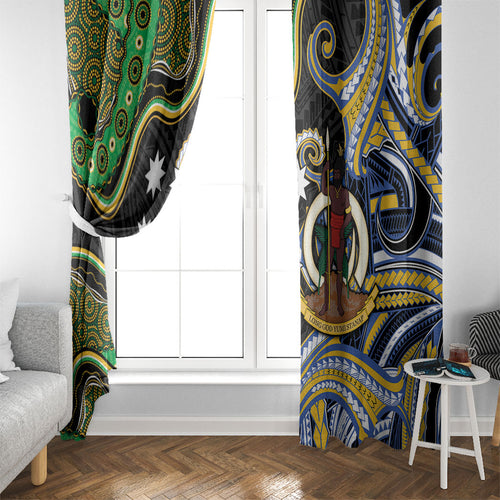 South Sea Islanders And Vanuatu Window Curtain Boar Tusk Warrior Southern Tribal Pattern