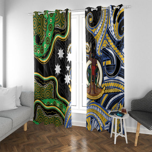 South Sea Islanders And Vanuatu Window Curtain Boar Tusk Warrior Southern Tribal Pattern
