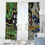 South Sea Islanders And Vanuatu Window Curtain Boar Tusk Warrior Southern Tribal Pattern