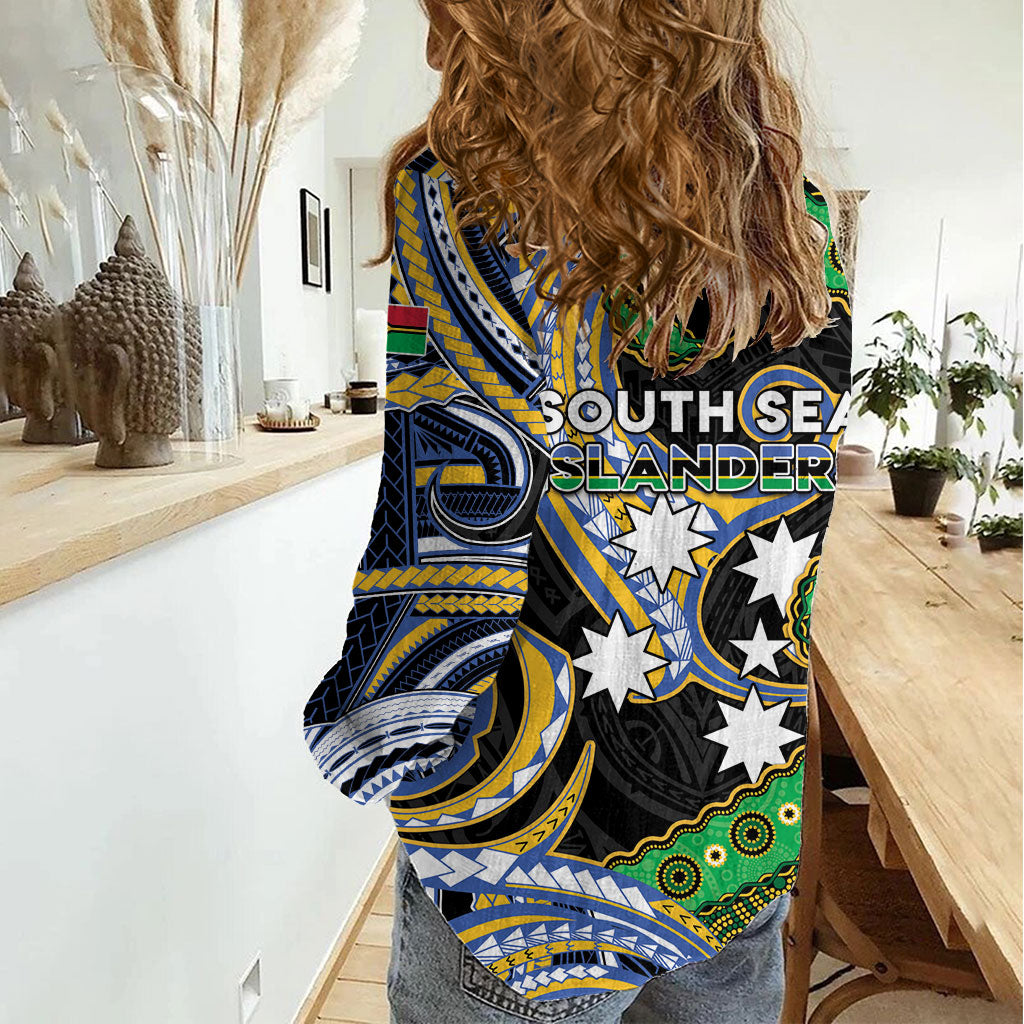 South Sea Islanders And Vanuatu Women Casual Shirt Boar Tusk Warrior Southern Tribal Pattern